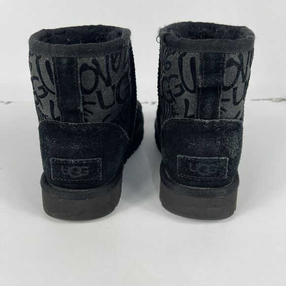 UGG‎ Mini Street Sparkle Graffiti Black Womens Boot Size 6 - Picture 7 of 12